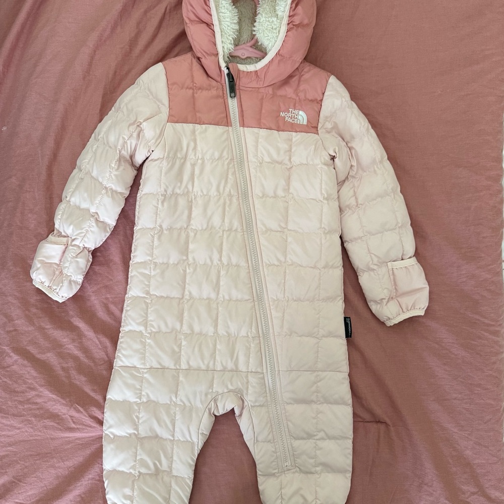 The North Face Light Pink Quilted Kids Footie